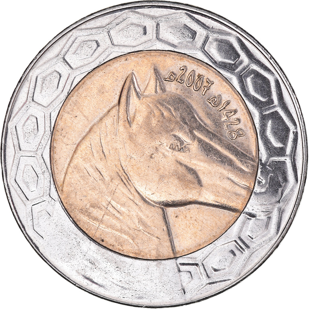 Coin, Algeria, 100 Dinars, 2007/AH1428, Algiers, AU(55-58), Bi-Metallic, KM:132