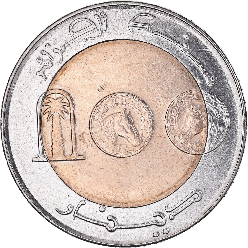 Coin, Algeria, 100 Dinars, 2007/AH1428, Algiers, AU(55-58), Bi-Metallic, KM:132