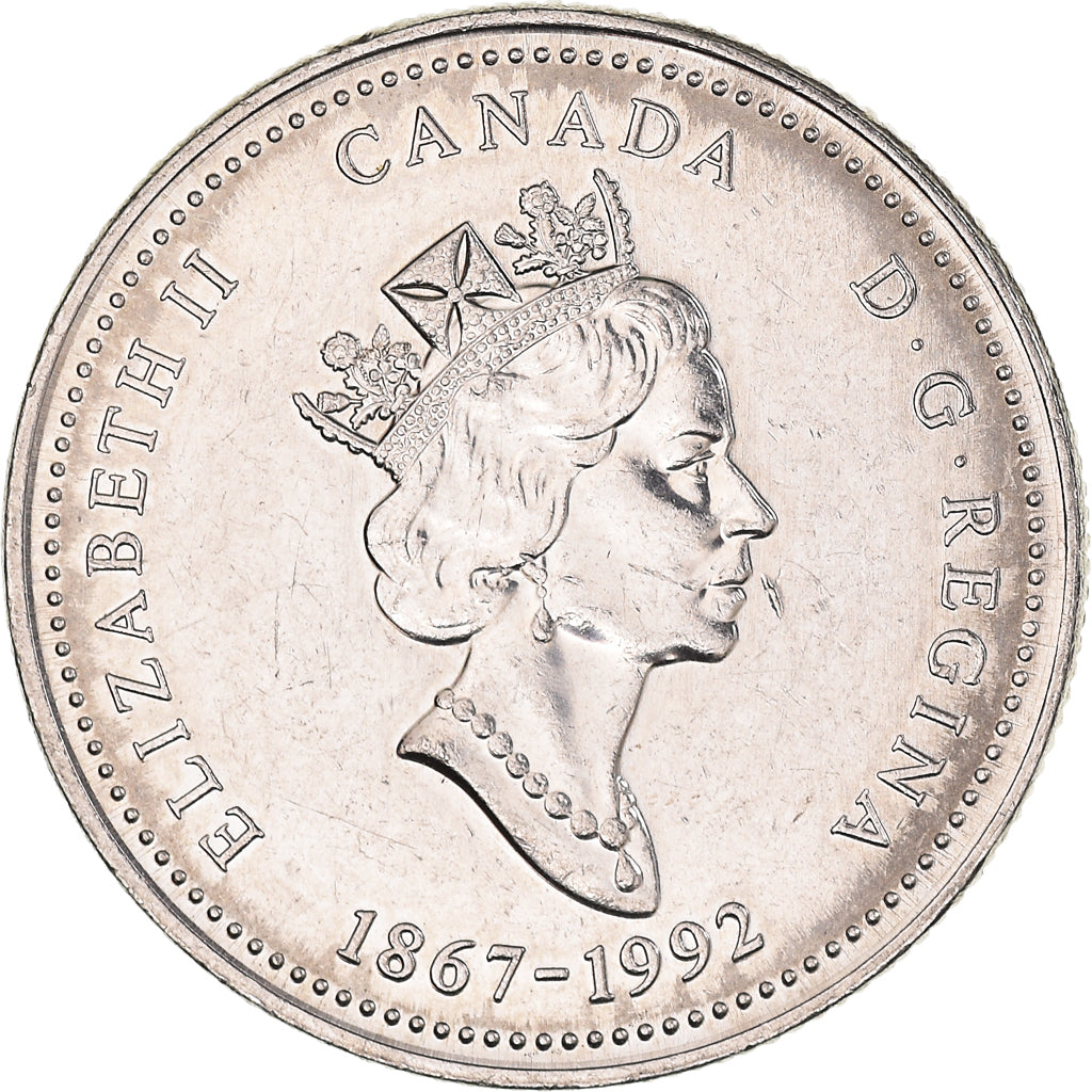 Coin, Canada, Elizabeth II, 25 Cents, 1992, Royal Canadian Mint, Ottawa