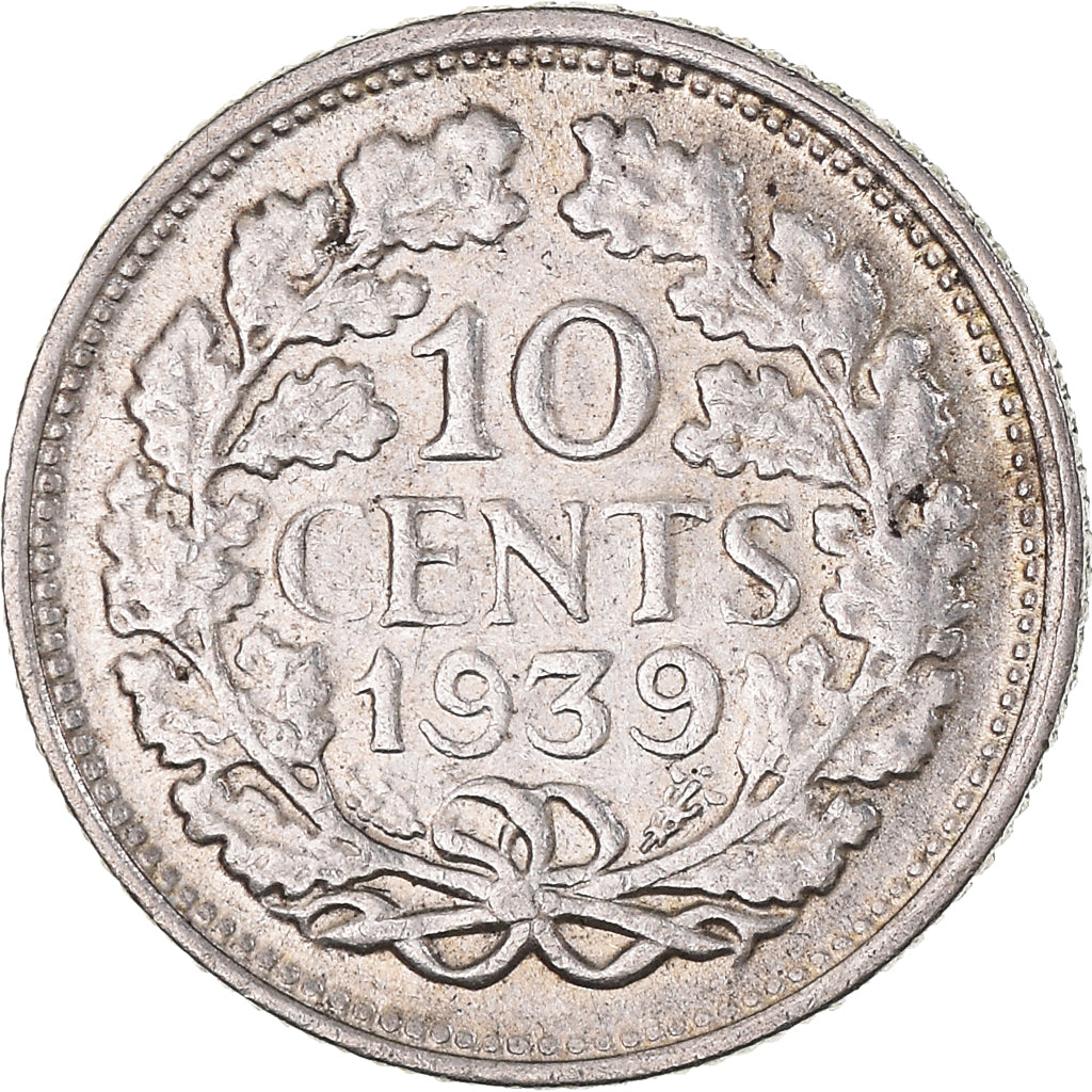 Monnaie, Pays-Bas, Wilhelmina I, 10 Cents, 1939, TTB+, Argent, KM:163