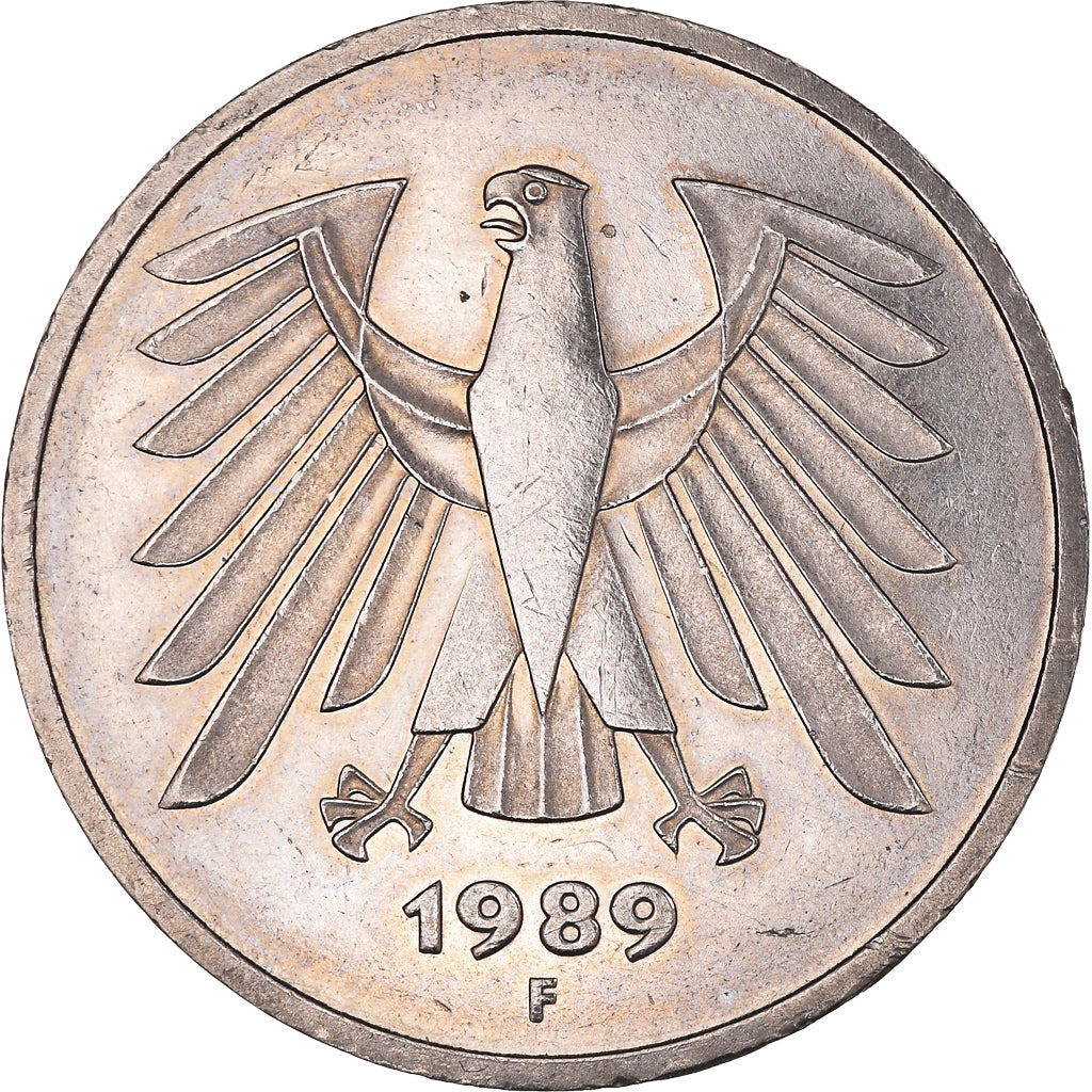 Coin, GERMANY - FEDERAL REPUBLIC, 5 Mark, 1989, Stuttgart, AU(55-58)