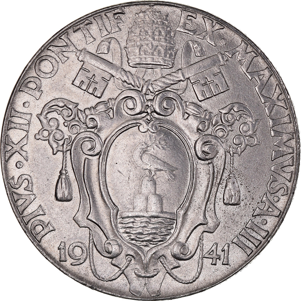 Moneta, CITTÀ DEL VATICANO, Pius XII, 2 Lire, 1941, SPL-, Acciaio inossidabile