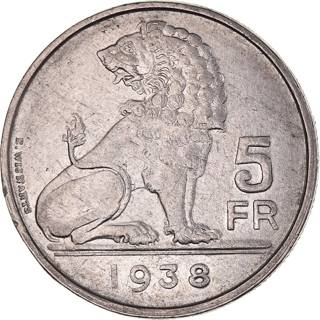 Moneta, Belgio, Leopold III, 5 Francs, 5 Frank, 1938, BB+, Nichel, KM:116.1