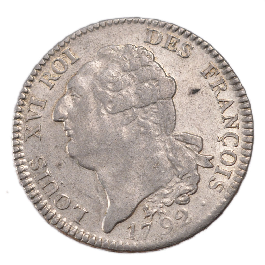 FRANCE, Écu de 6 livres françois, ECU, 6 Livres, 1792, Paris, KM #615.1, AU...