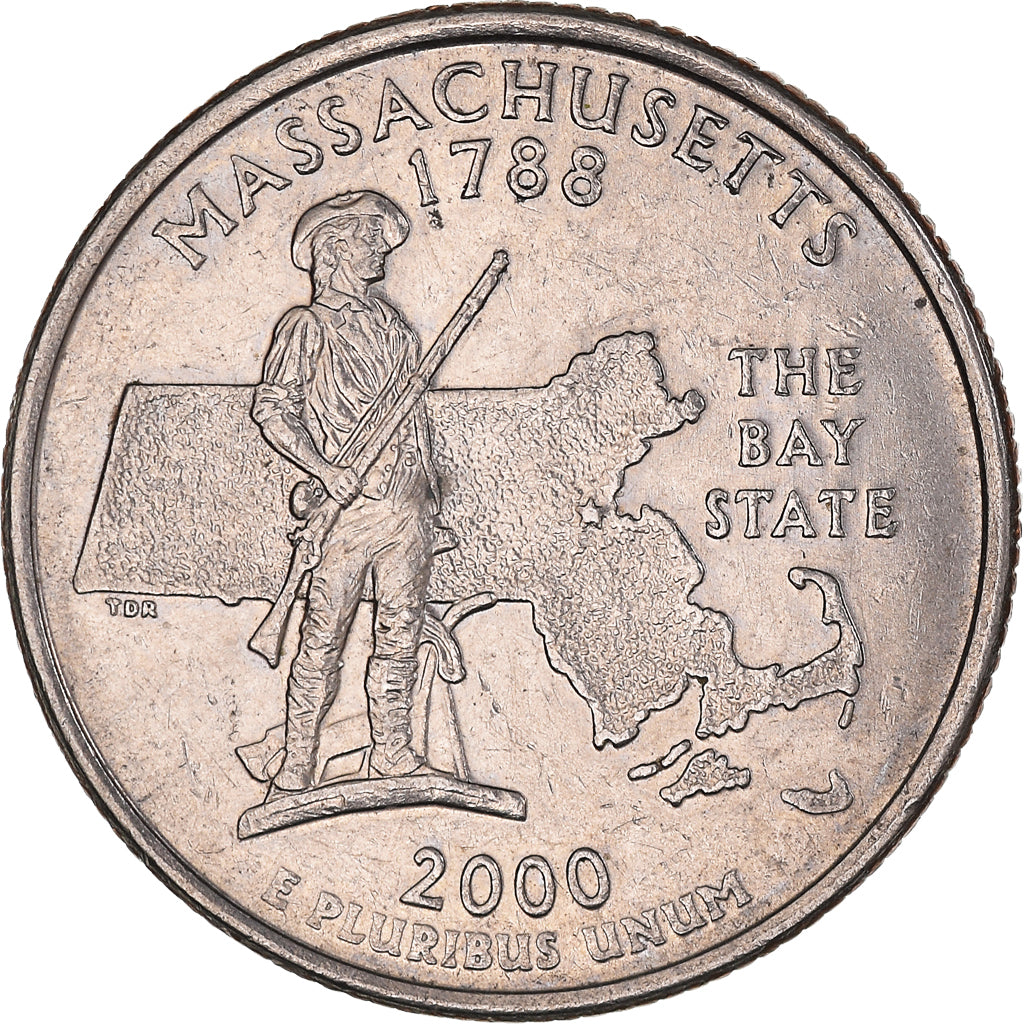 Coin, United States, Massachusetts, Quarter, 2000, U.S. Mint, Denver, AU(55-58)