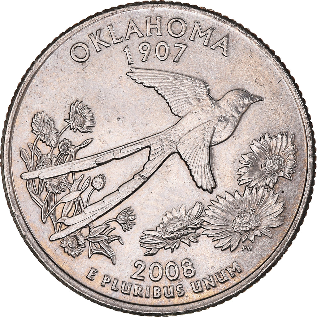 Coin, United States, Oklahoma, Quarter, 2008, U.S. Mint, Philadelphia