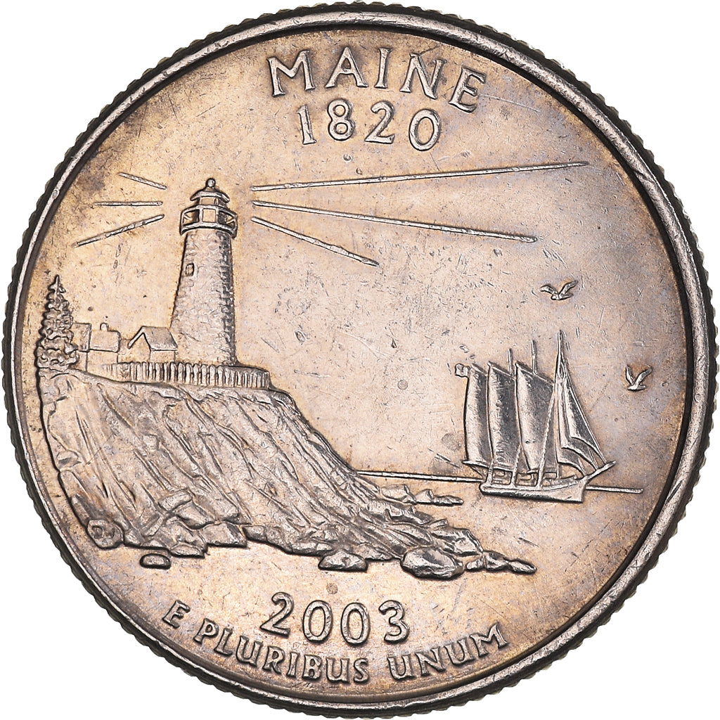 Moneta, USA, Maine, Quarter, 2003, U.S. Mint, Philadelphia, AU(55-58)