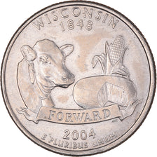 Moneta, USA, Wisconsin, Quarter, 2004, U.S. Mint, Philadelphia, AU(55-58)