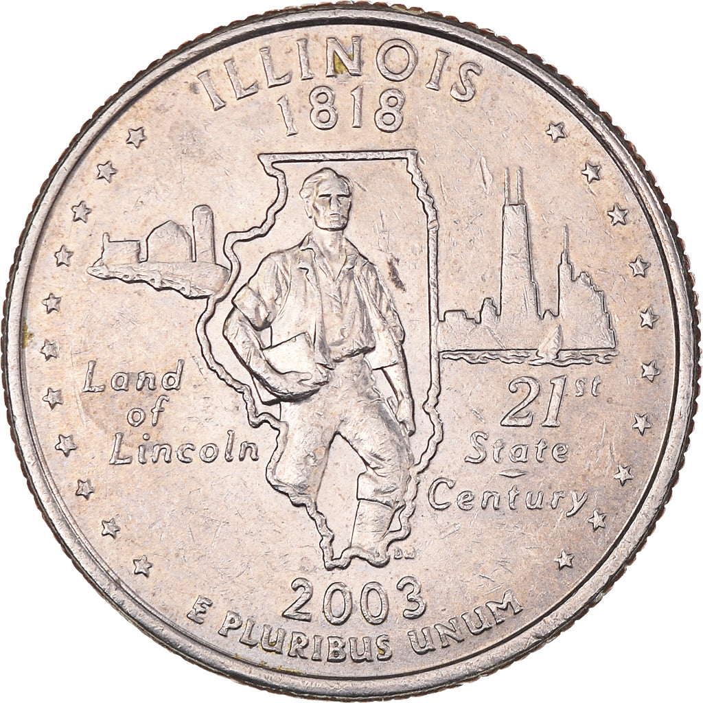 Coin, United States, Illinois, Quarter, 2003, U.S. Mint, Philadelphia