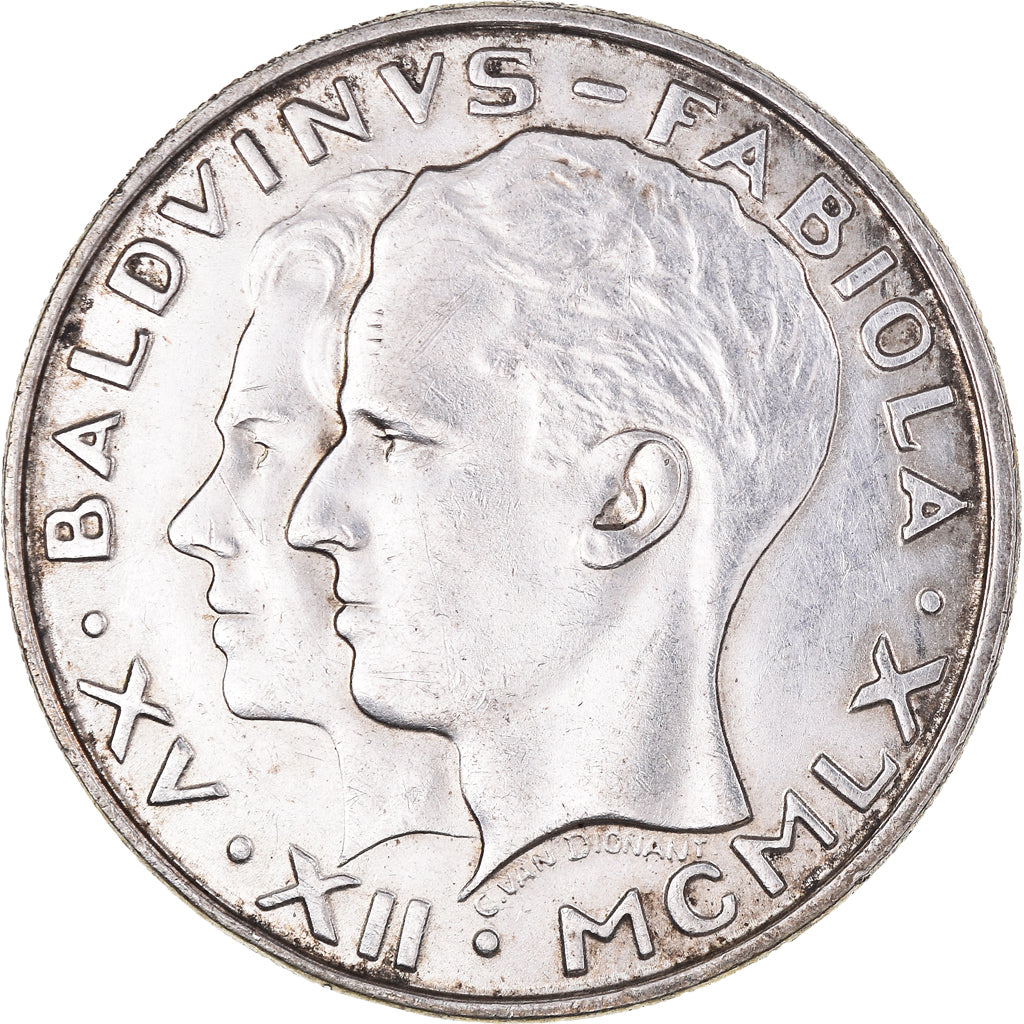 Moeda, Bélgica, Baudouin I, 50 Francs, 50 Frank, 1960, AU(50-53), Prata