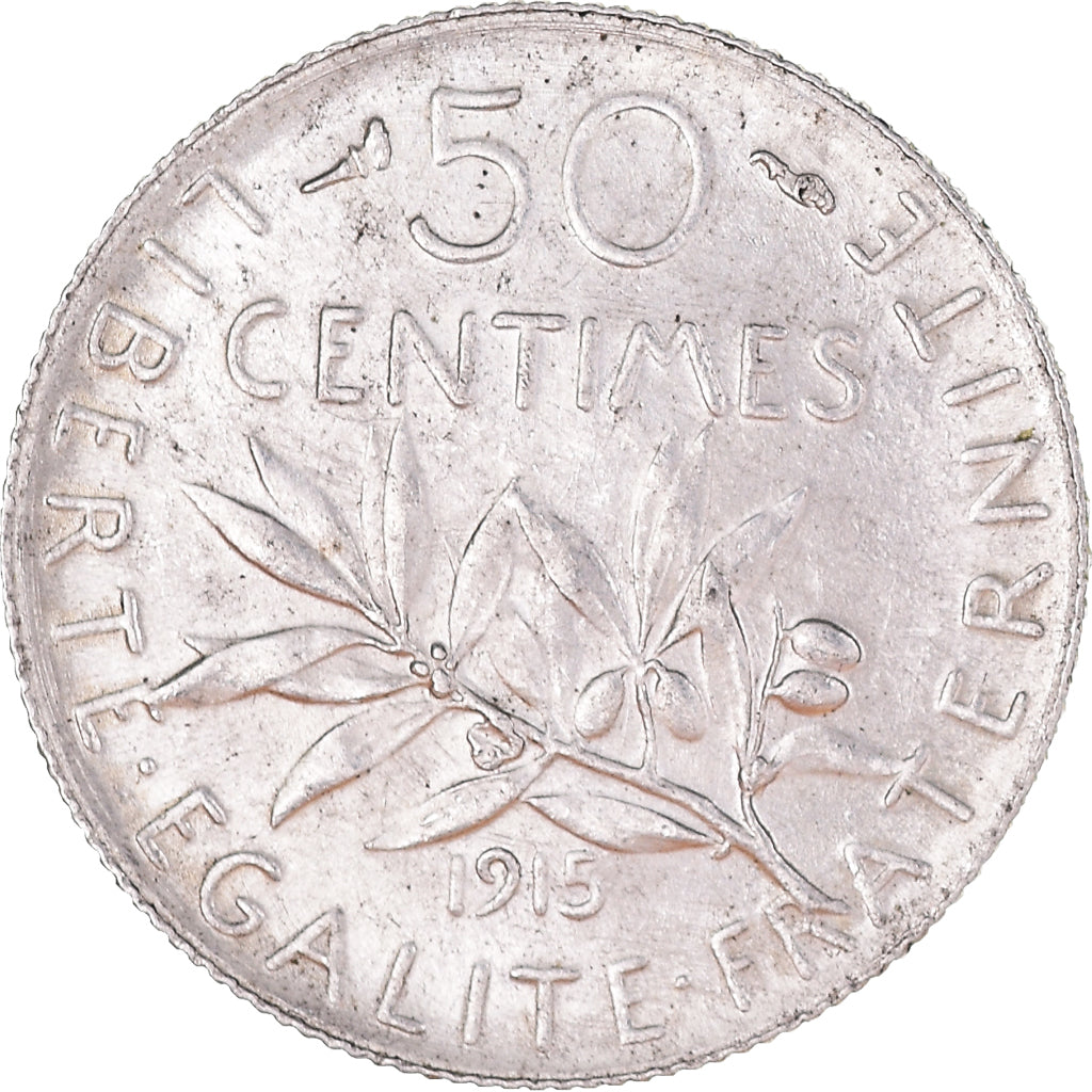 Monnaie, France, Semeuse, 50 Centimes, 1915, Paris, SUP, Argent, Gadoury:420