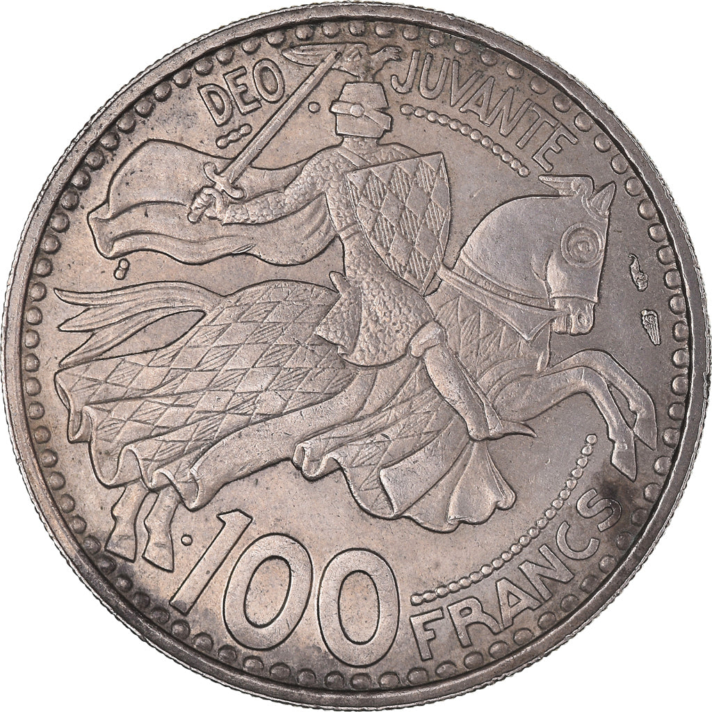 Moneta, Monaco, Rainier III, 100 Francs, Cent, 1950, EF(40-45), Miedź-Nikiel