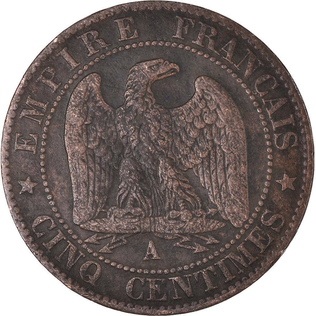 Monnaie, France, Napoleon III, 5 Centimes, 1861, Paris, TB+, Bronze