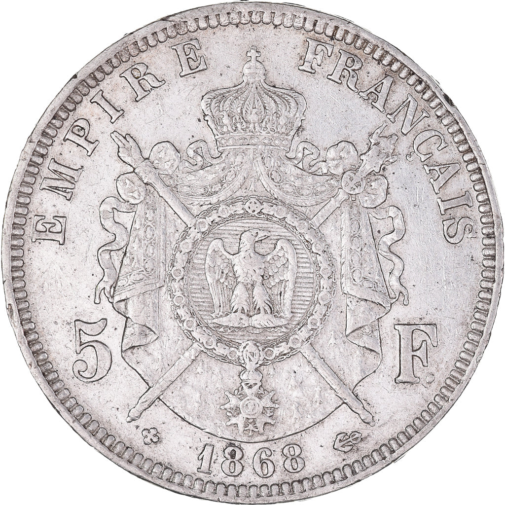 Monnaie, France, Napoleon III, 5 Francs, 1868, Strasbourg, TTB, Argent