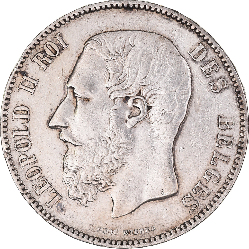 Coin, Belgium, Leopold II, 5 Francs, 5 Frank, 1871, AU(50-53), Silver, KM:24