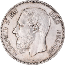 Coin, Belgium, Leopold II, 5 Francs, 5 Frank, 1871, AU(50-53), Silver, KM:24