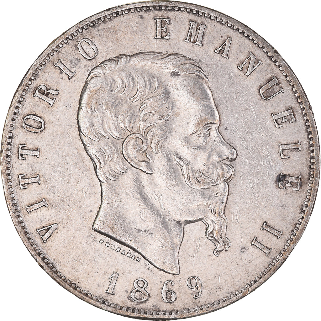 Monnaie, Italie, Vittorio Emanuele II, 5 Lire, 1869, Milan, TTB, Argent, KM:8.3
