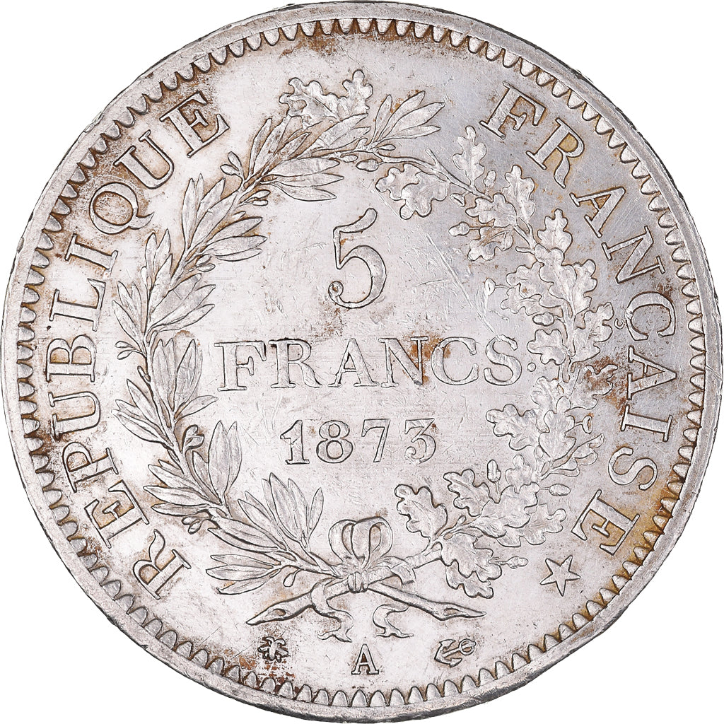 Moeda, França, Hercule, 5 Francs, 1873, Paris, AU(50-53), Prata, KM:820.1