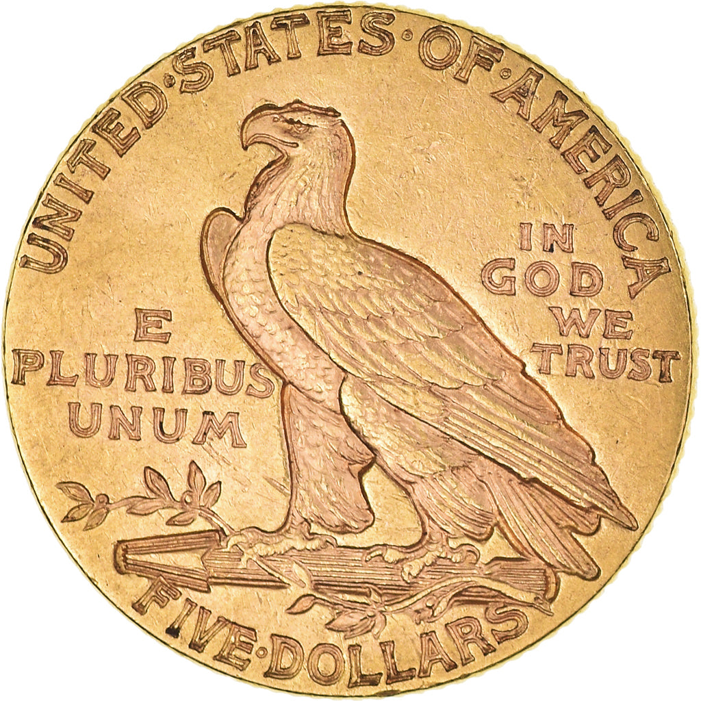 Monnaie, États-Unis, Indian Head, 5 Dollars, 1912, Philadelphie, TTB+, Or