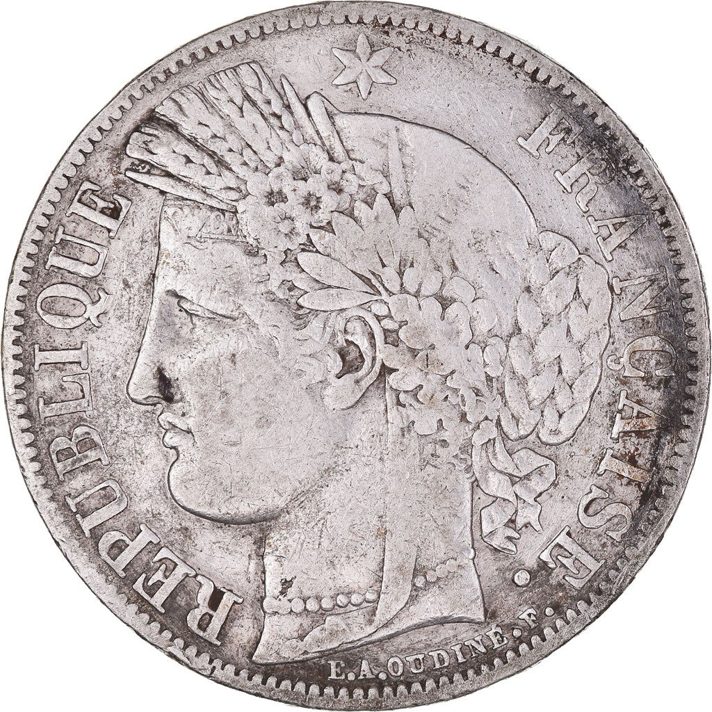 Monnaie, France, Cérès, 5 Francs, 1849, Paris, main-chien, TB+, Argent