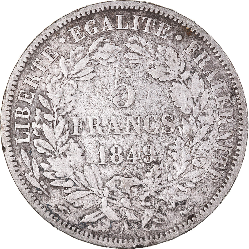 Monnaie, France, Cérès, 5 Francs, 1849, Paris, main-chien, TB+, Argent