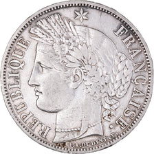 Moeda, França, Cérès, 5 Francs, 1849, Paris, main-chien, EF(40-45), Prata