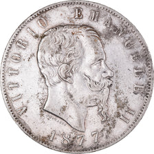 Coin, Italy, Vittorio Emanuele II, 5 Lire, 1877, Rome, EF(40-45), Silver, KM:8.4