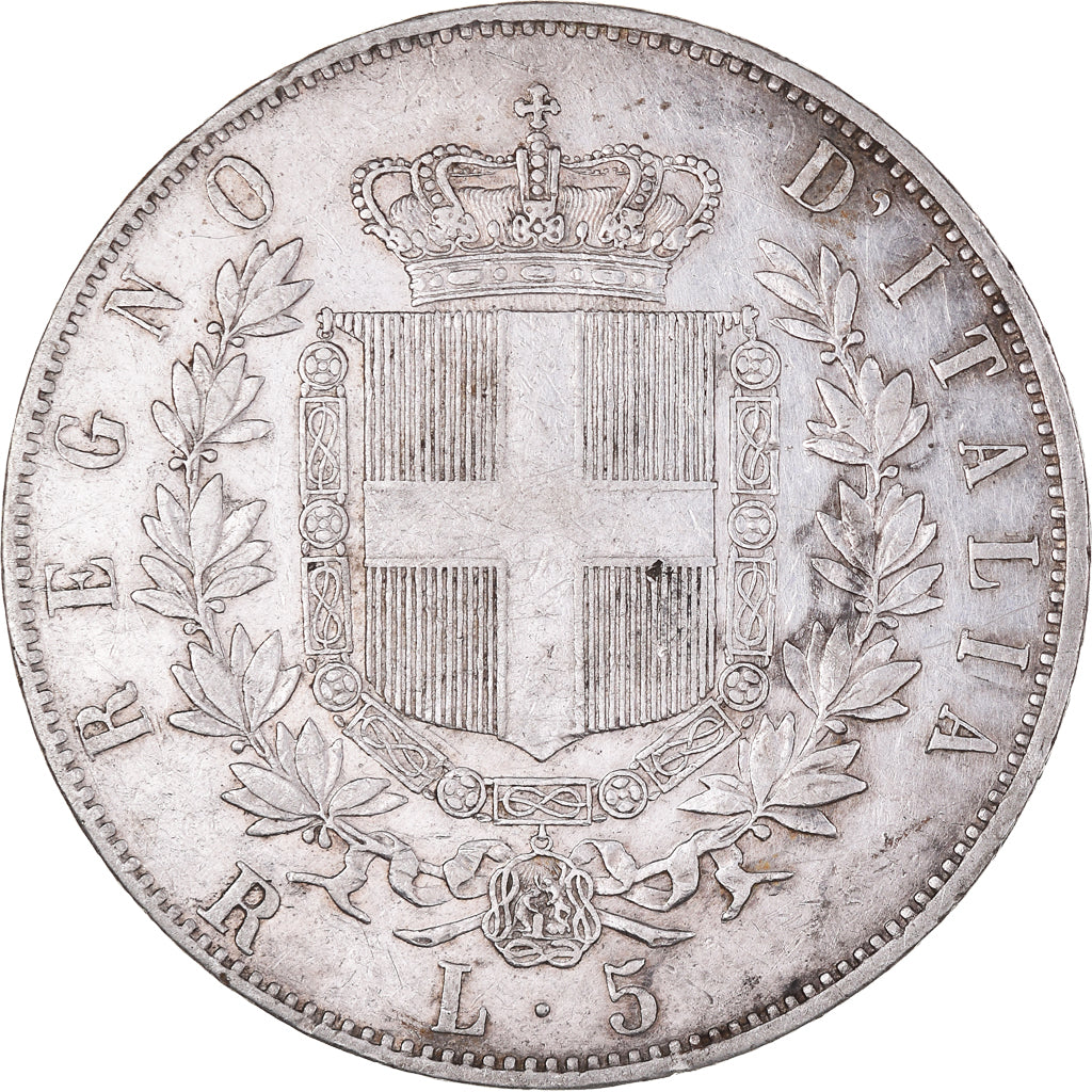 Coin, Italy, Vittorio Emanuele II, 5 Lire, 1877, Rome, EF(40-45), Silver, KM:8.4