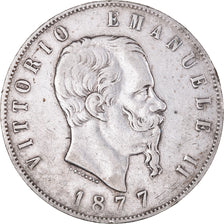 Coin, Italy, Vittorio Emanuele II, 5 Lire, 1877, Rome, EF(40-45), Silver, KM:8.4