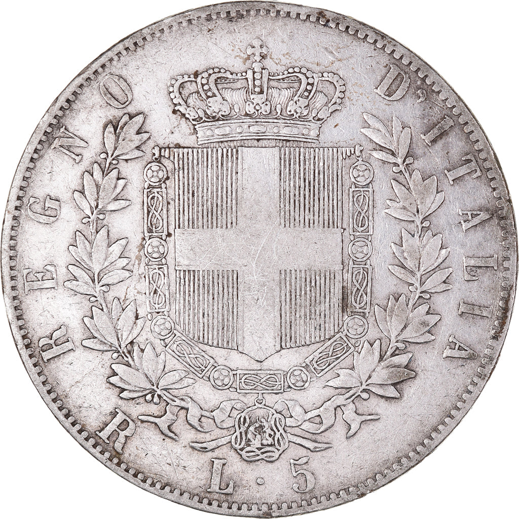 Coin, Italy, Vittorio Emanuele II, 5 Lire, 1877, Rome, EF(40-45), Silver, KM:8.4