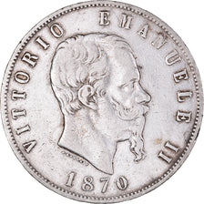 Monnaie, Italie, Vittorio Emanuele II, 5 Lire, 1870, Milan, TTB, Argent, KM:8.3
