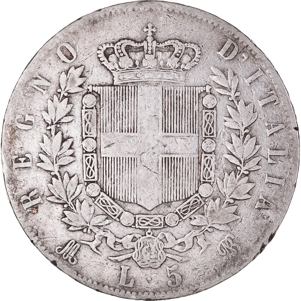 Coin, Italy, Vittorio Emanuele II, 5 Lire, 1871, Milan, VF(30-35), Silver
