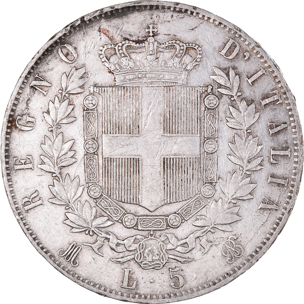Münze, Italien, Vittorio Emanuele II, 5 Lire, 1874, Milan, SS, Silber, KM:8.3
