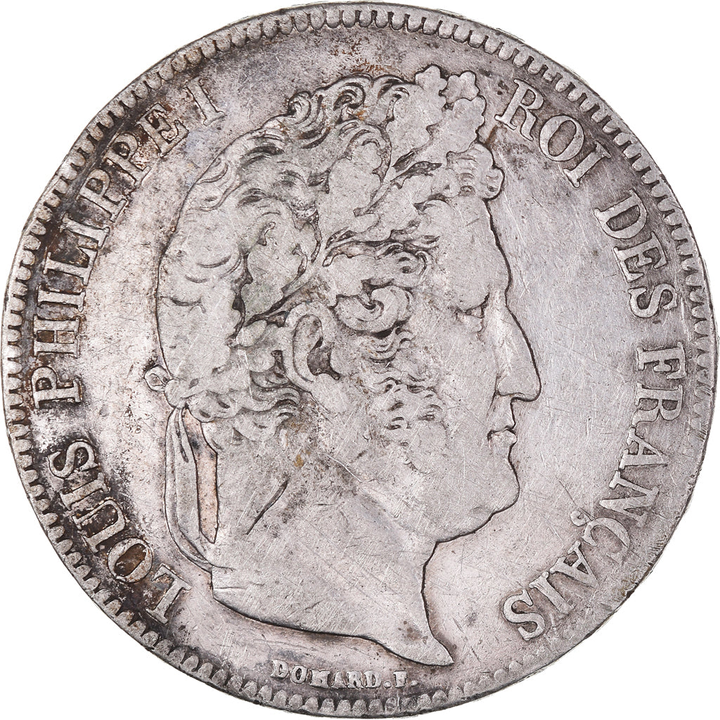 Moeda, França, Louis-Philippe, 5 Francs, 1838, Rouen, VF(30-35), Prata