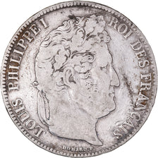 Coin, France, Louis-Philippe, 5 Francs, 1837, Rouen, VF(30-35), Silver