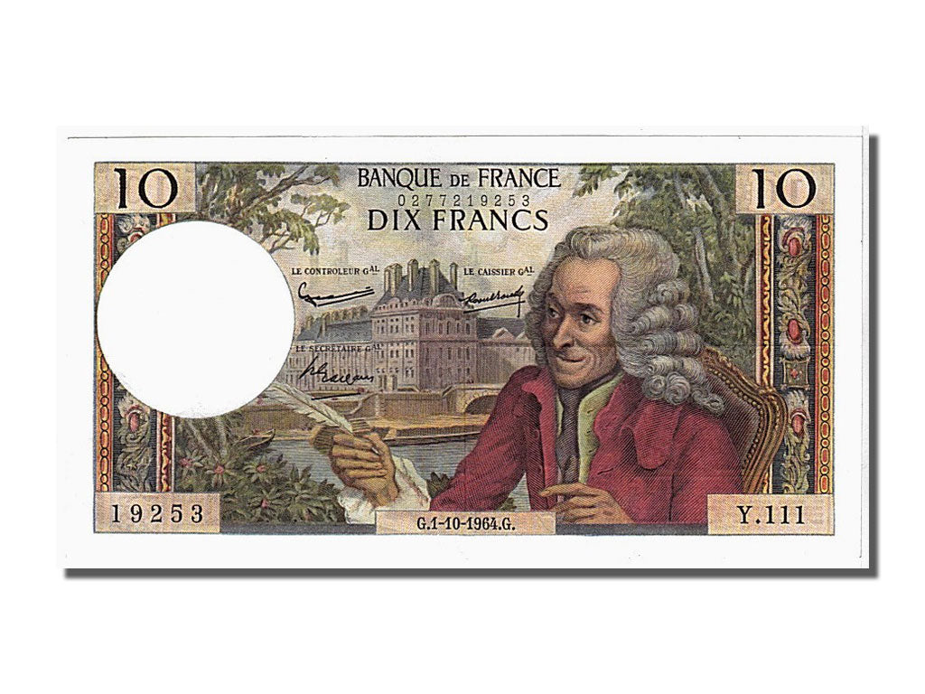 France, 10 Francs, 10 F 1963-1973 ''Voltaire'', 1964, KM #147a, 1964-10-01,...