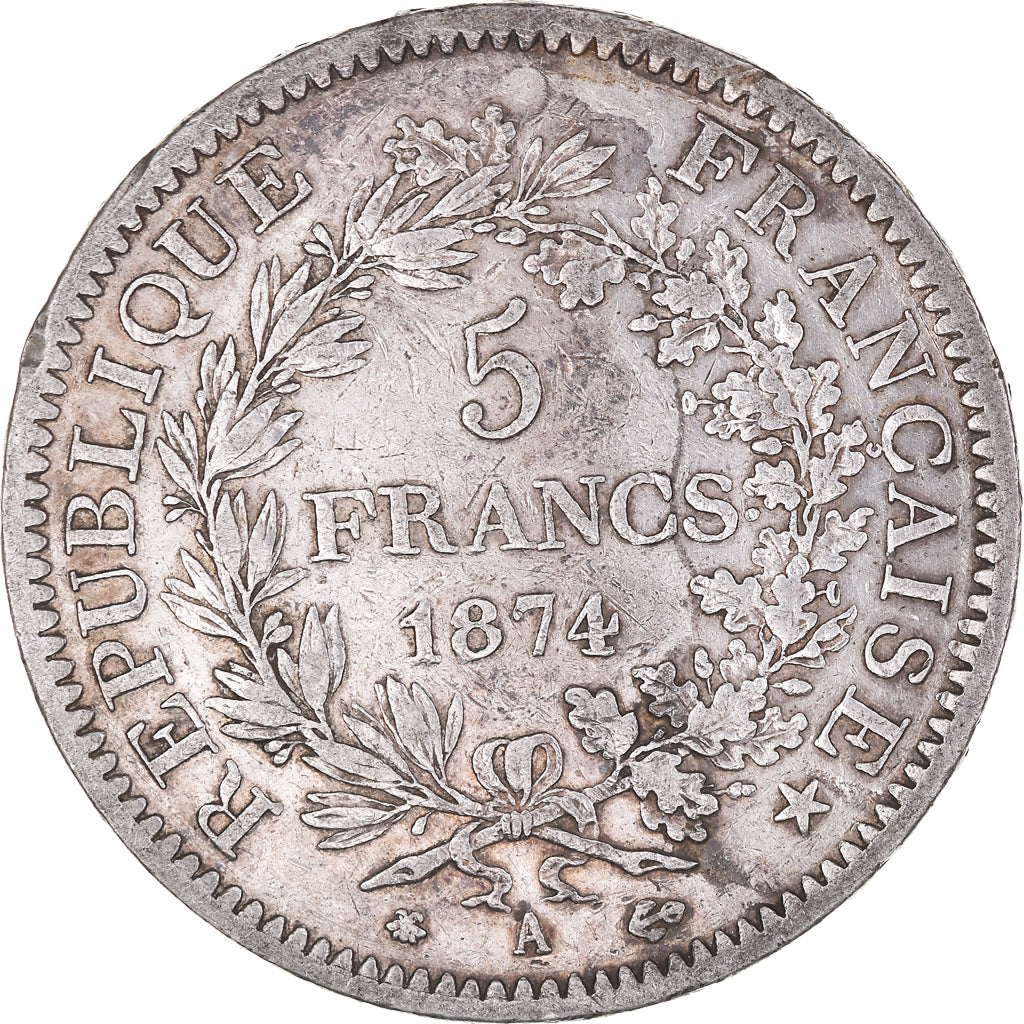 Monnaie, France, Hercule, 5 Francs, 1874, Paris, TTB, Argent, Gadoury:745a