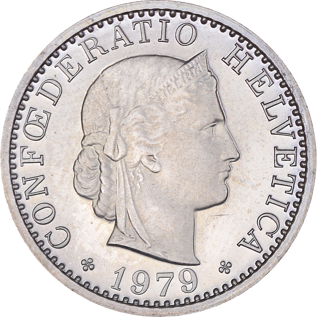 Coin, Switzerland, 20 Rappen, 1979, Bern, Proof, MS(60-62), Copper-nickel