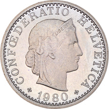 Coin, Switzerland, 20 Rappen, 1980, Bern, Proof, MS(60-62), Copper-nickel
