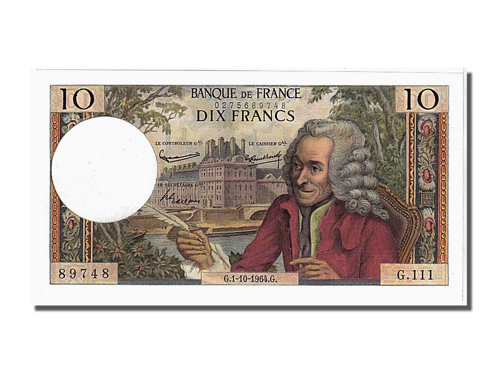France, 10 Francs, 10 F 1963-1973 ''Voltaire'', 1964, KM #147a, 1964-10-01,...
