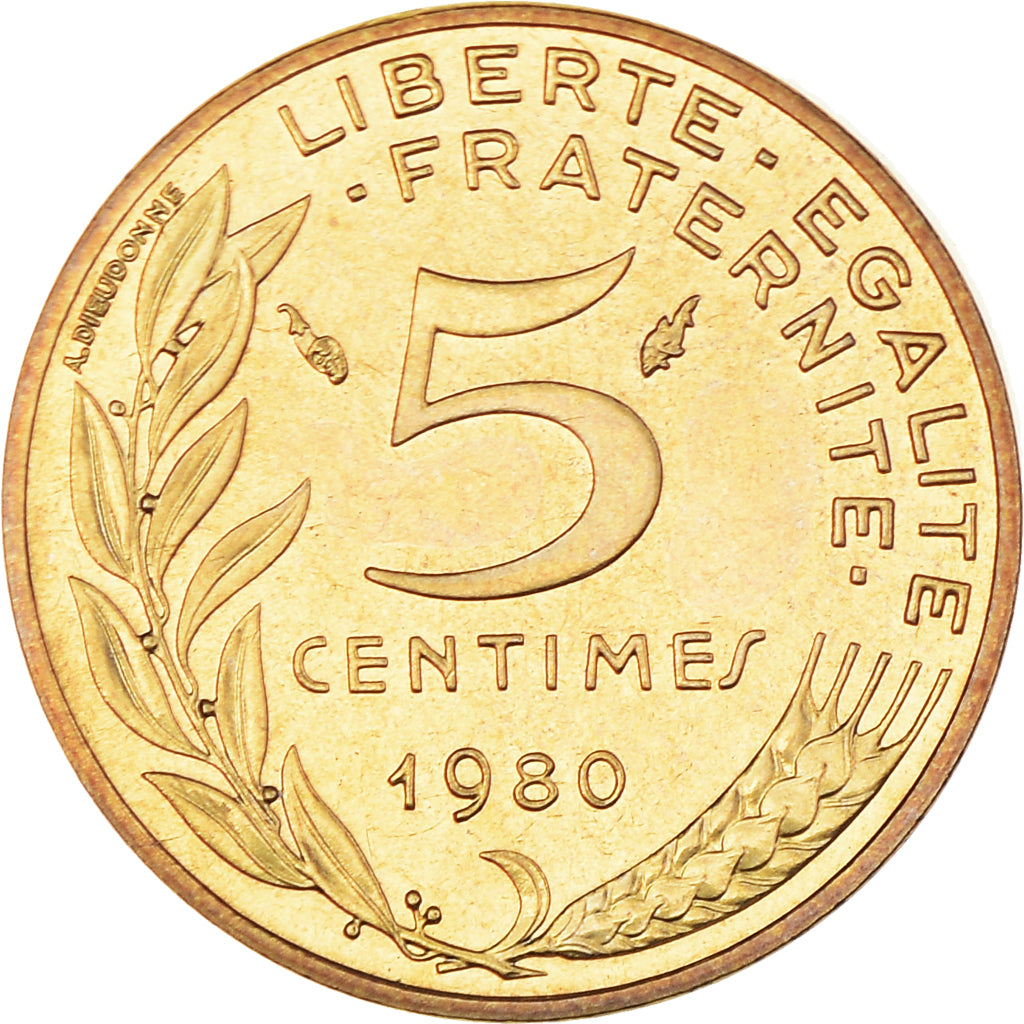 Coin, France, Marianne, 5 Centimes, 1980, Paris, MS(60-62), Aluminum-Bronze