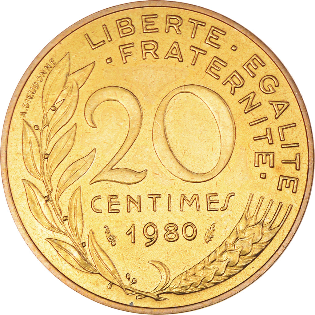 Munten, Frankrijk, Marianne, 20 Centimes, 1980, Paris, PR+, Aluminum-Bronze