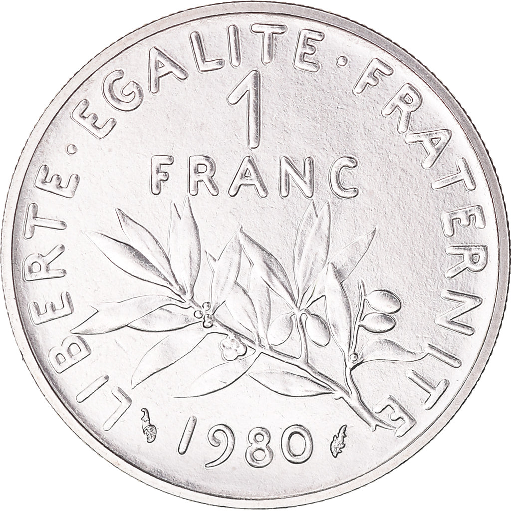 Moeda, França, Semeuse, Franc, 1980, Paris, MS(60-62), Níquel, KM:925.1