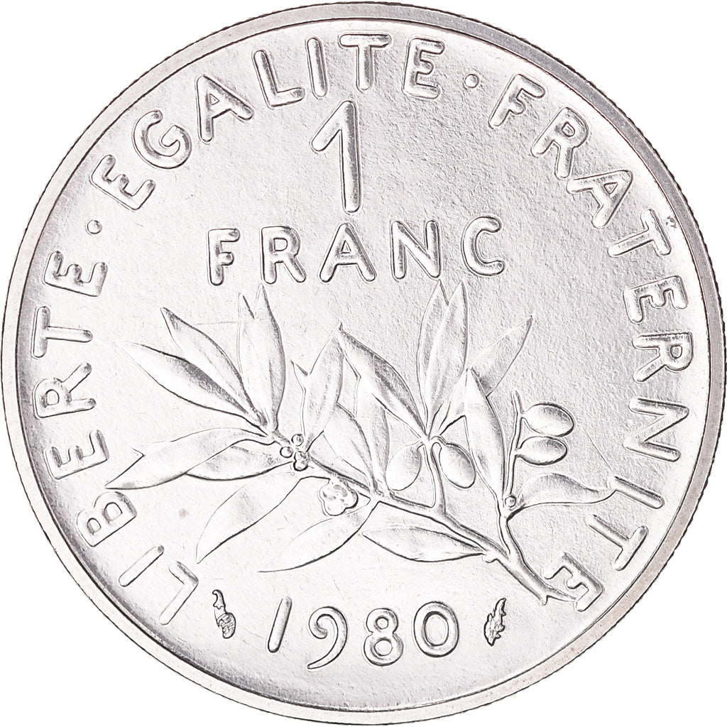 Moeda, França, Semeuse, Franc, 1980, Paris, MS(60-62), Níquel, KM:925.1