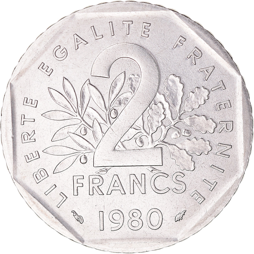 Moneta, Francja, Semeuse, 2 Francs, 1980, Paris, MS(60-62), Nikiel, KM:942.1