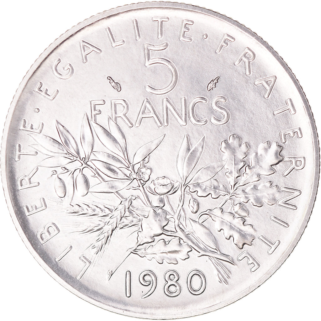 Coin, France, Semeuse, 5 Francs, 1980, Paris, MS(60-62), Nickel Clad