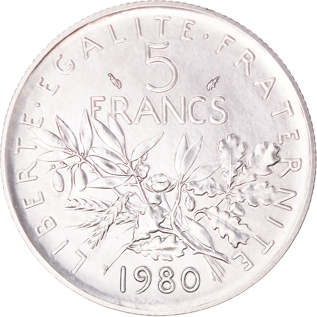 Munten, Frankrijk, Semeuse, 5 Francs, 1980, Paris, PR+, Nickel Clad