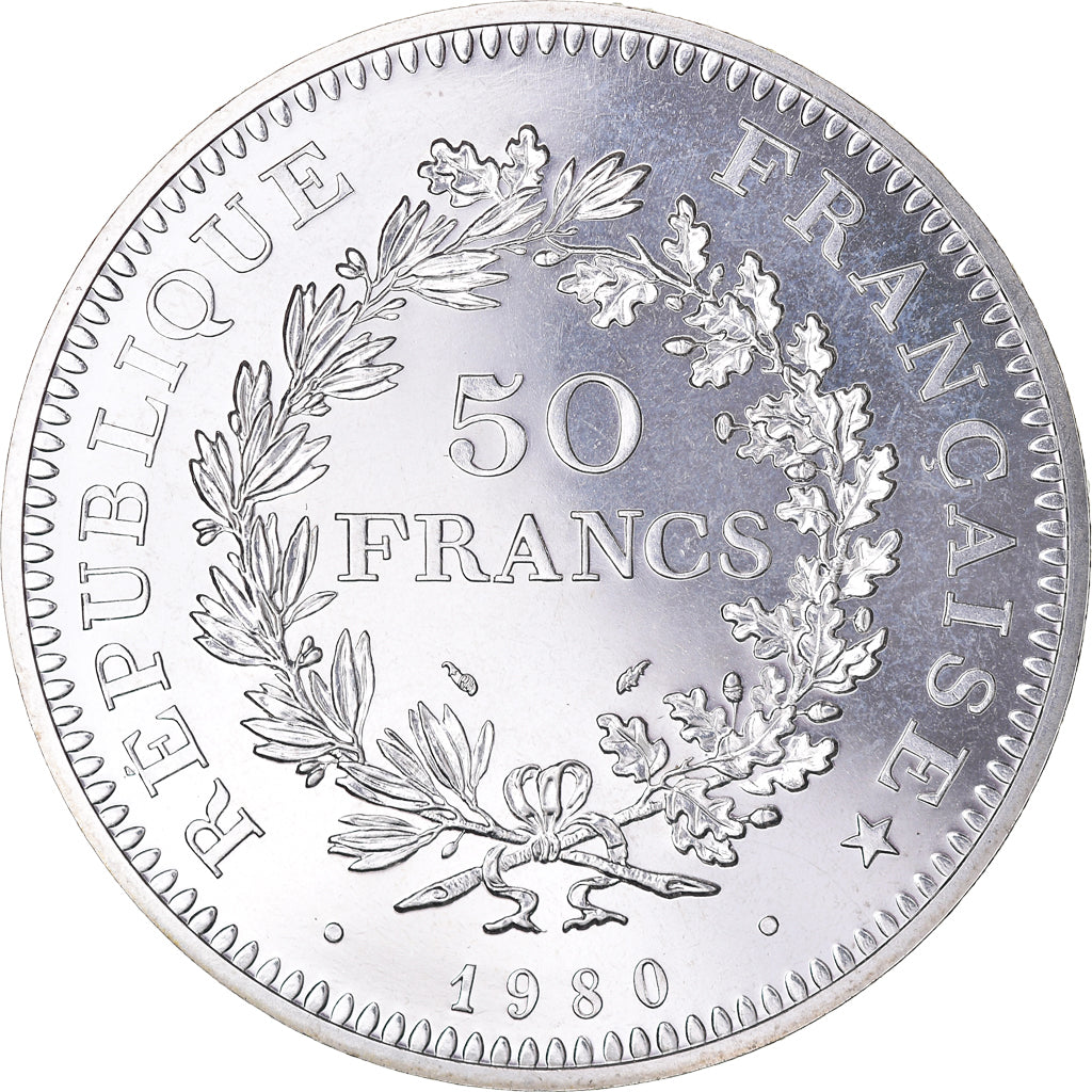 Coin, France, Hercule, 50 Francs, 1980, Paris, MS(65-70), Silver, KM:941.1
