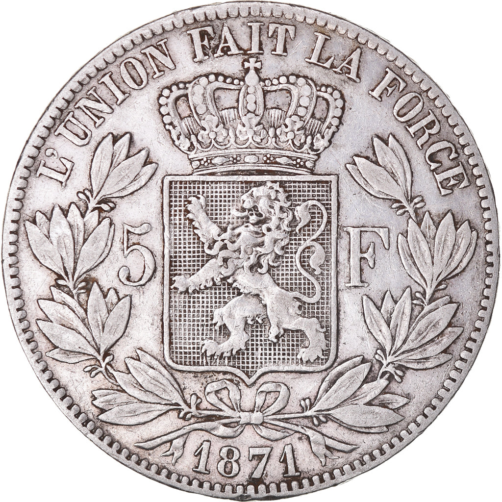 Coin, Belgium, Leopold II, 5 Francs, 5 Frank, 1871, EF(40-45), Silver, KM:24