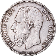 Coin, Belgium, Leopold II, 5 Francs, 5 Frank, 1876, EF(40-45), Silver, KM:24